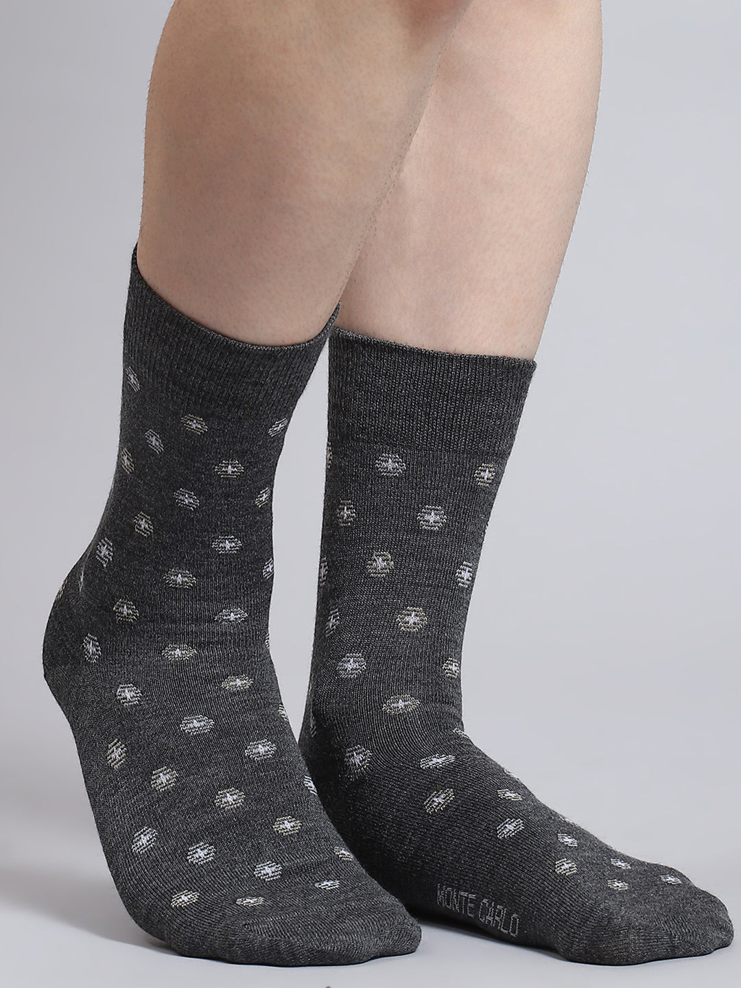 Men Pure Wool Printed Mid Calf Length Socks (1 Pair)
