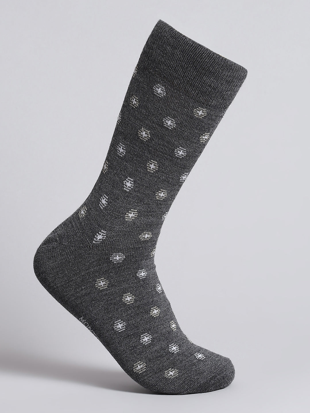 Men Pure Wool Printed Mid Calf Length Socks (1 Pair)