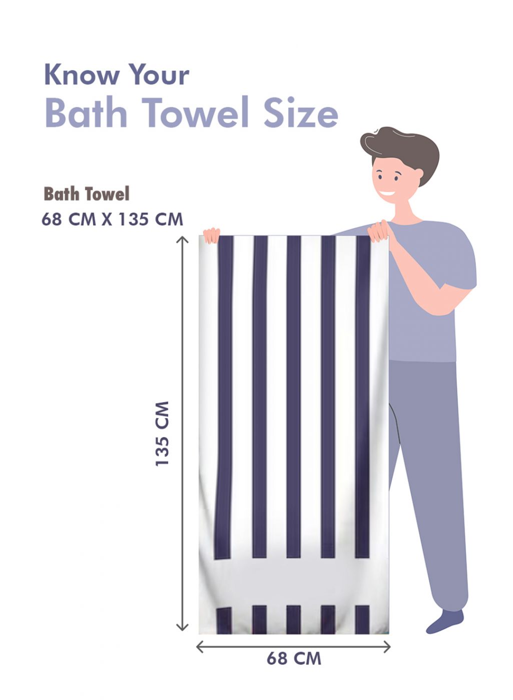 Blue Cotton 525 GSM Bath Towel