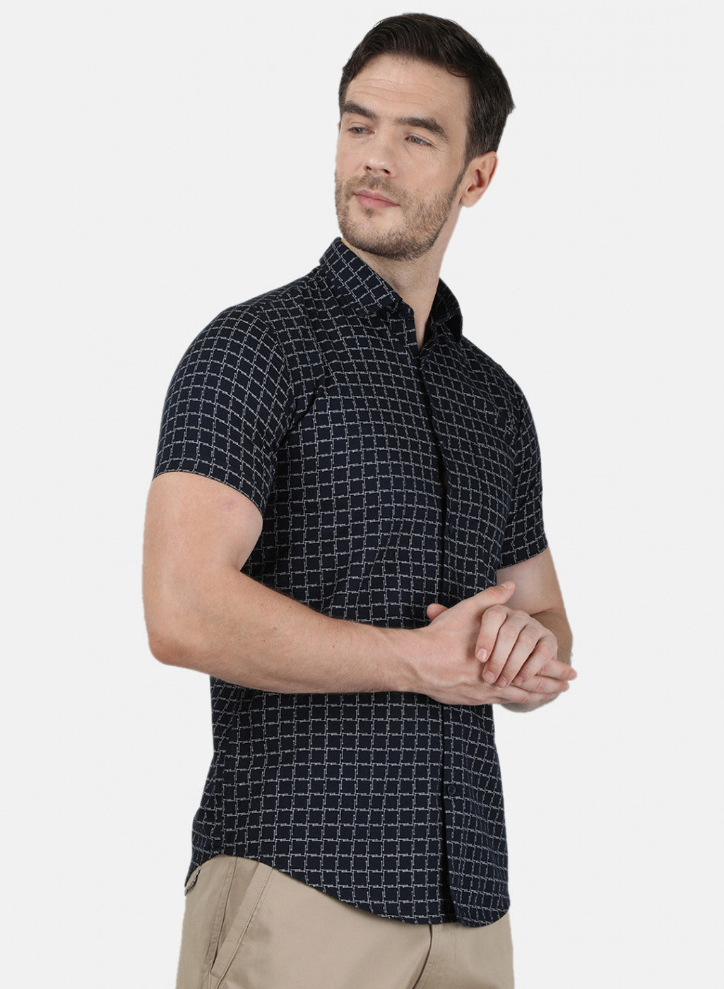 Mens NAvy Blue Printed Shirt