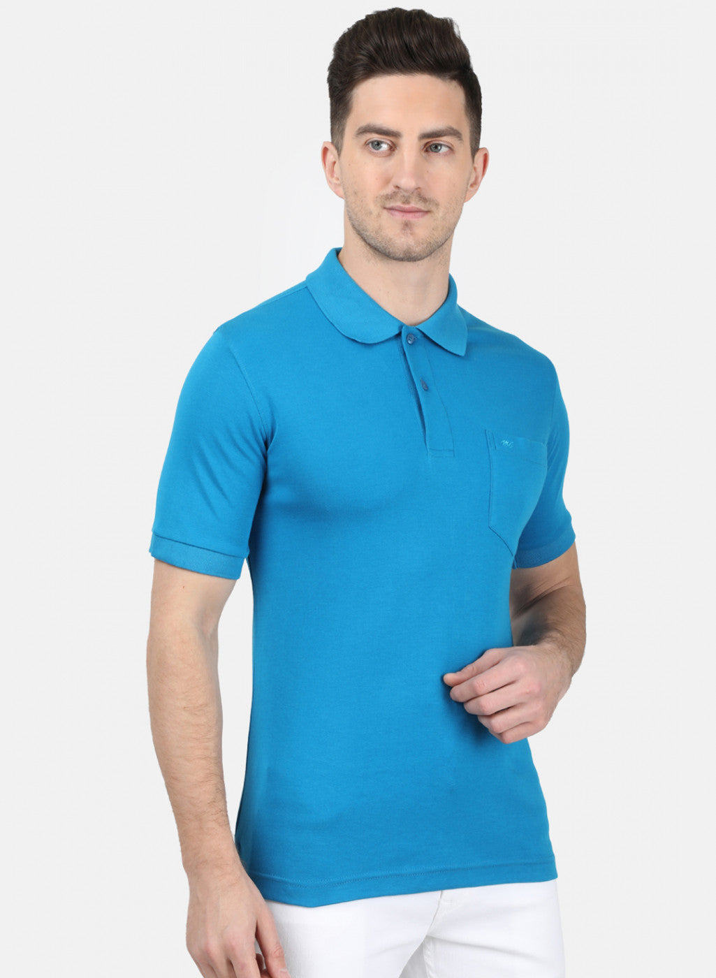 Mens Blue Plain T-Shirt