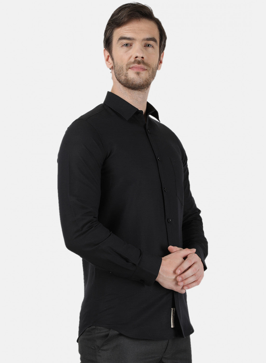 Mens Black Solid Shirt