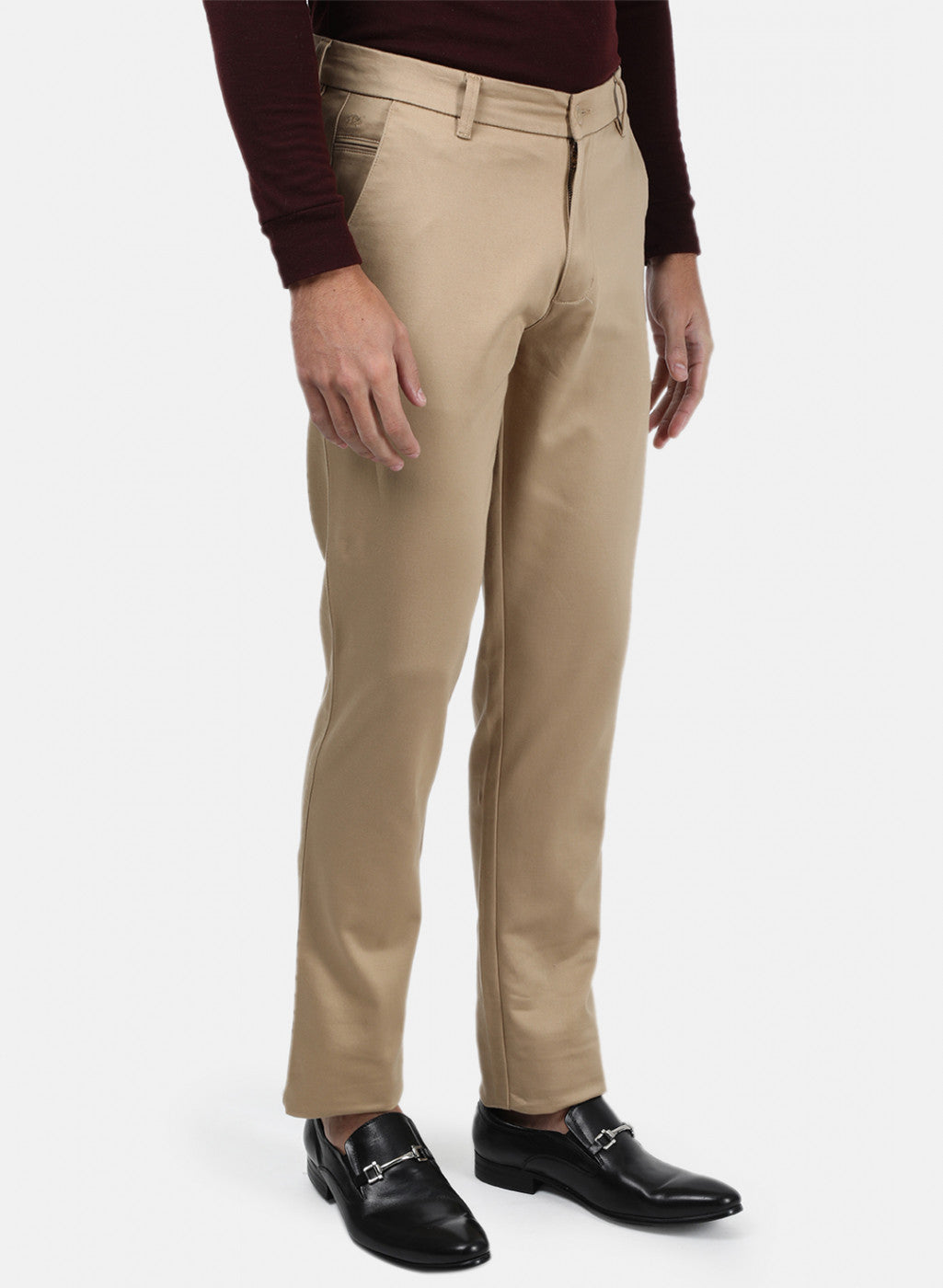 Men Beige Plain Trousers