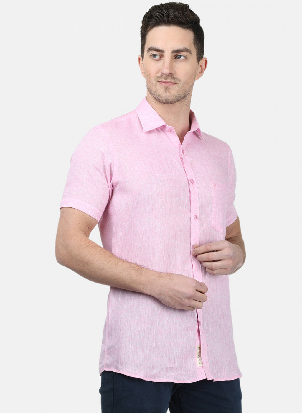Mens Pink Solid Shirts