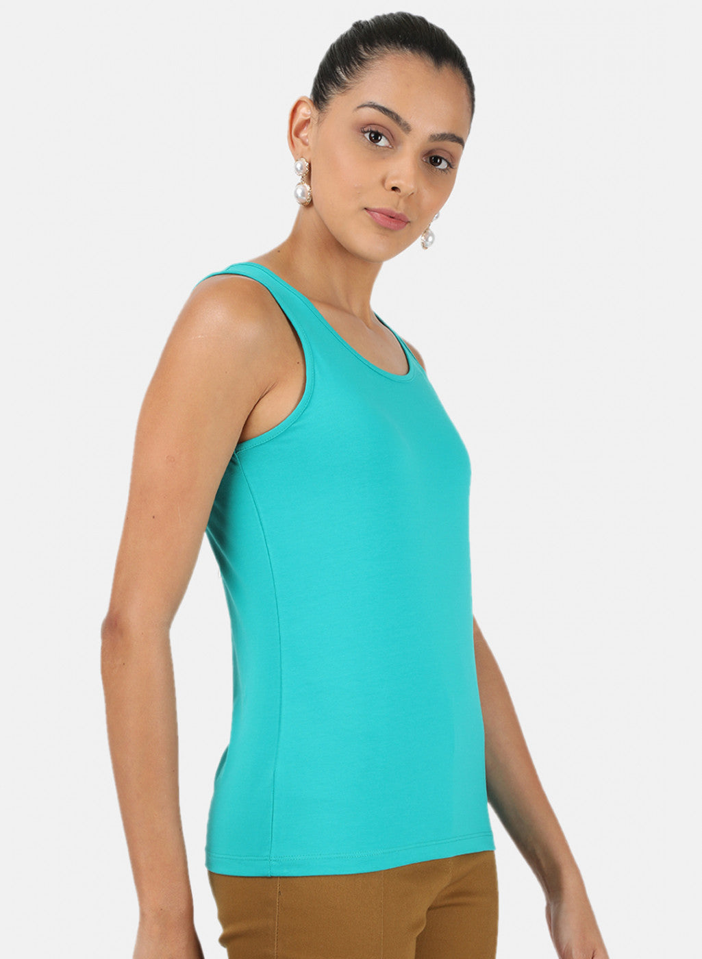 Womens Blue Plain Spaghetti