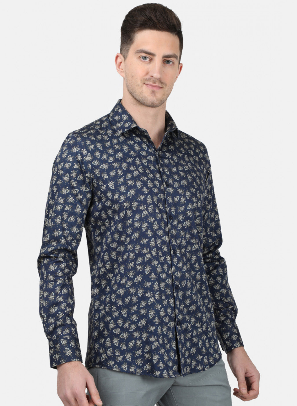 Mens NAvy Blue Printed Shirt