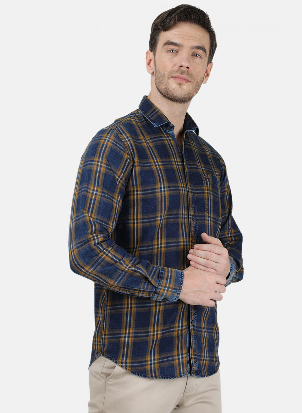 Mens Mustard Check Shirt