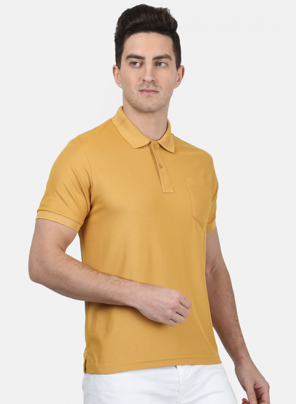 Mens Yellow Plain T-Shirt
