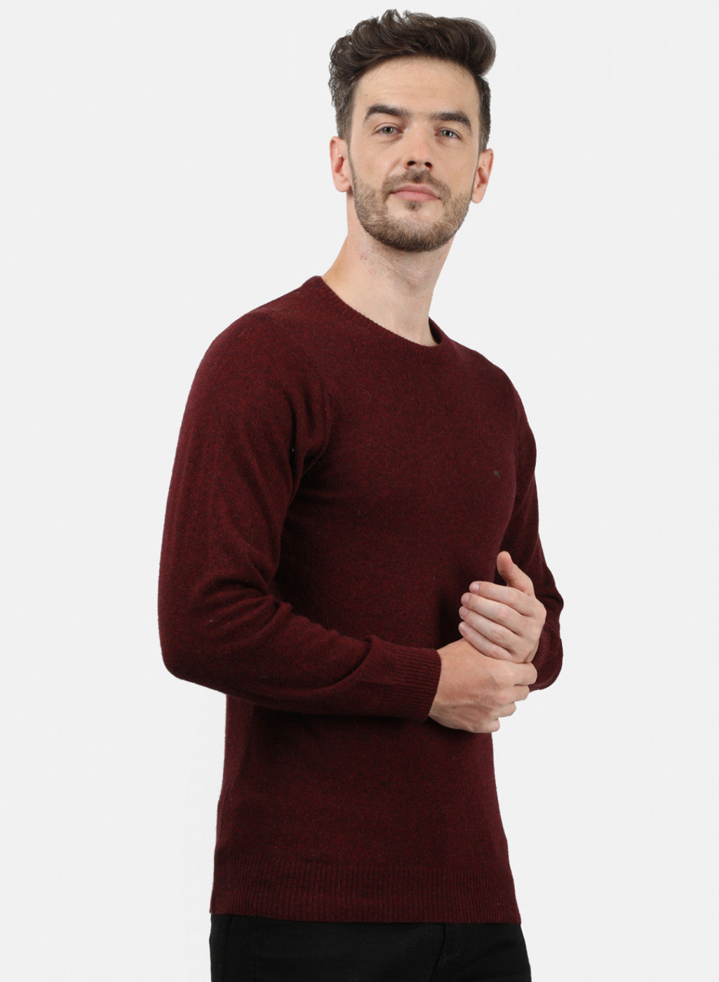 Men Maroon Solid Pullover