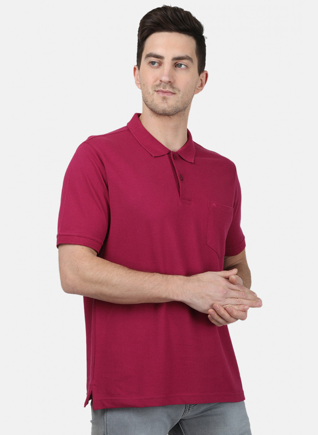 Mens Dark Pink Plain T-Shirt