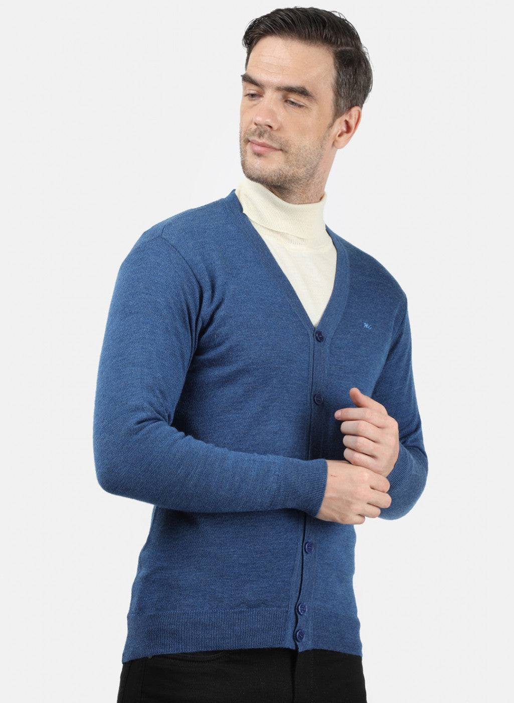 Men Blue Solid Cardigan