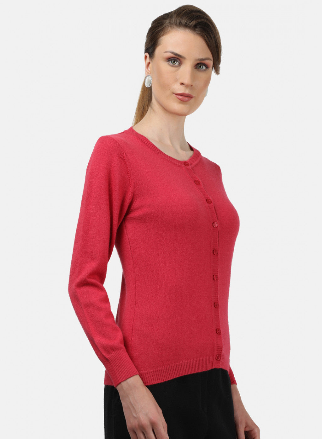 Women Pink Solid Cardigan