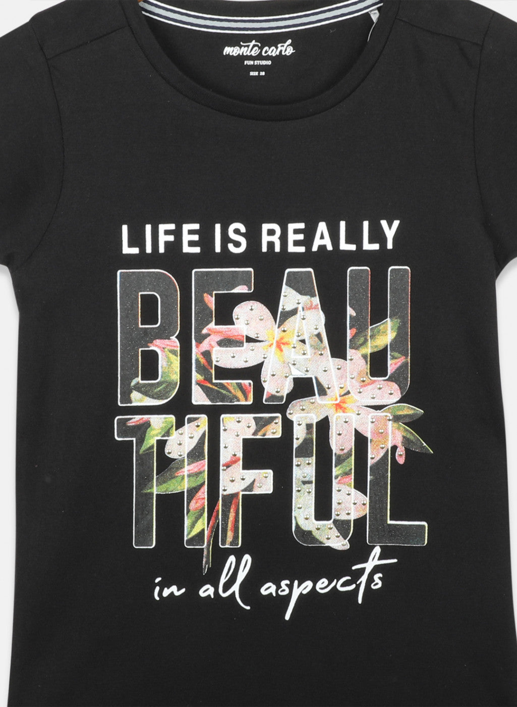 Girls Black & Off White Printed Capri Set