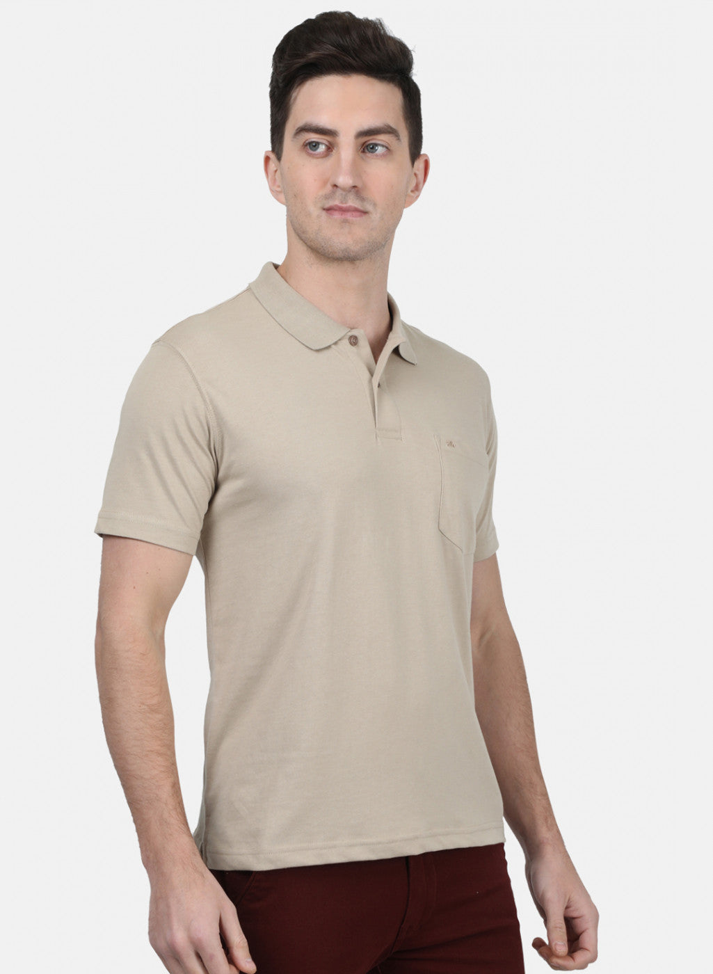 Mens Beige Plain T-Shirt