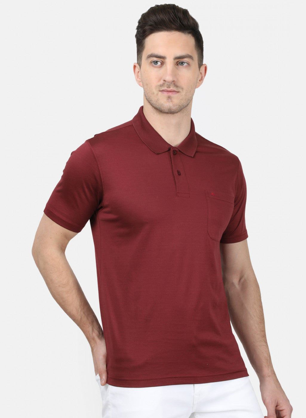Mens Maroon Plain T-Shirt