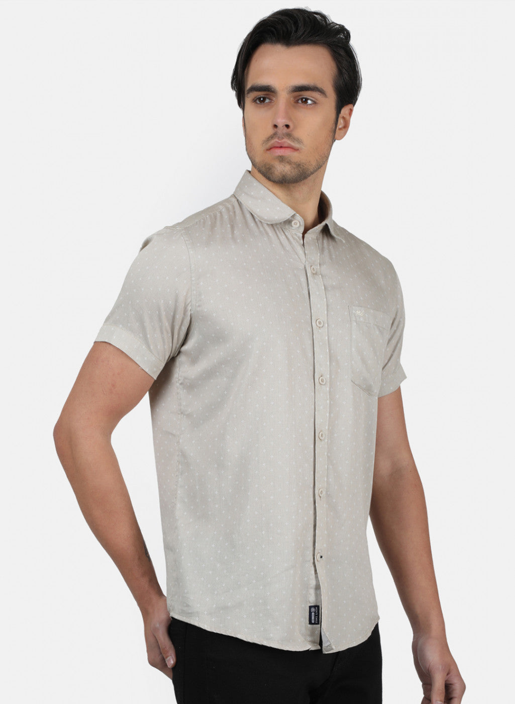 Men Beige Printed Shirts