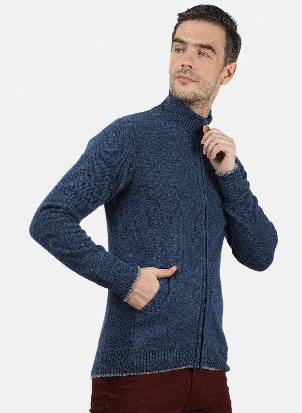Men Blue Solid Pullover