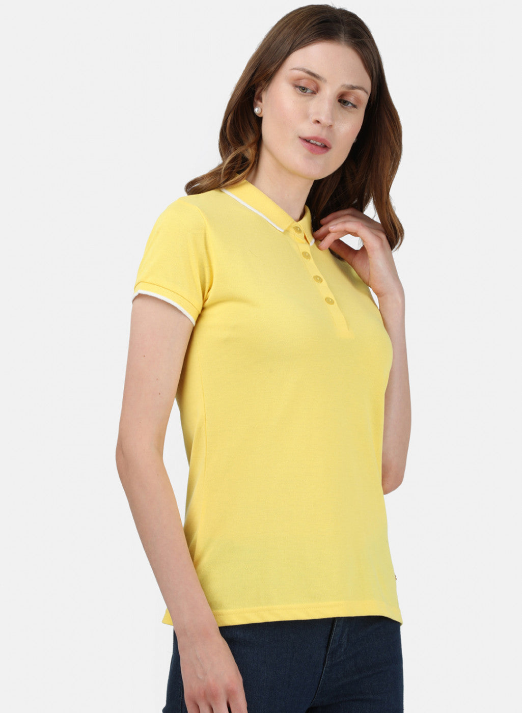 Womens Yellow Plain T-Shirt