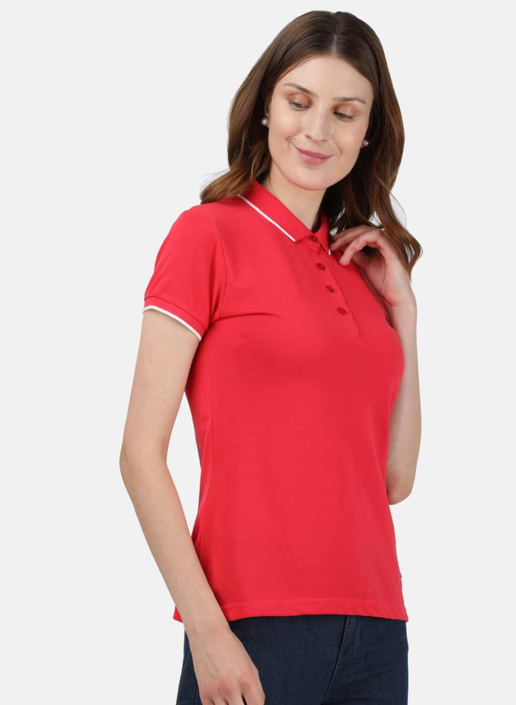 Womens Red Plain T-Shirt