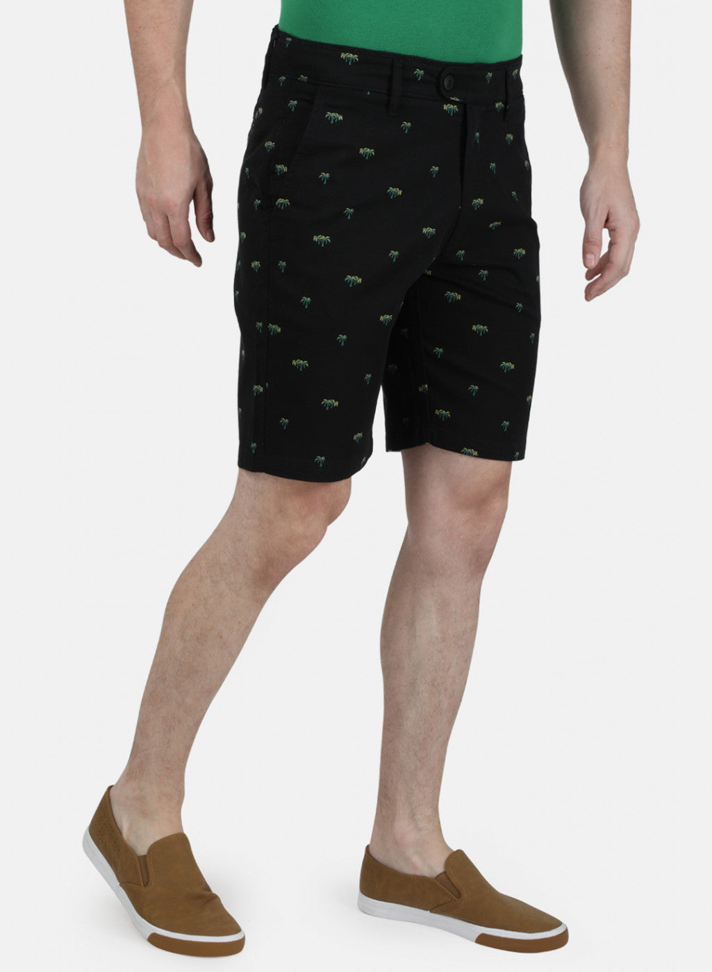 Mens Olive Printed Shorts