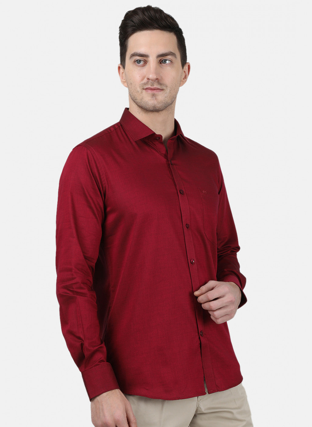 Mens Maroon Printed Shirt