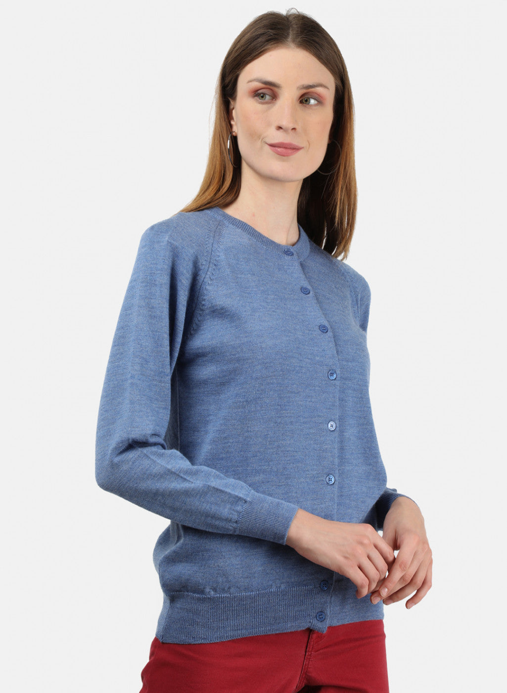 Women Blue Solid Cardigan