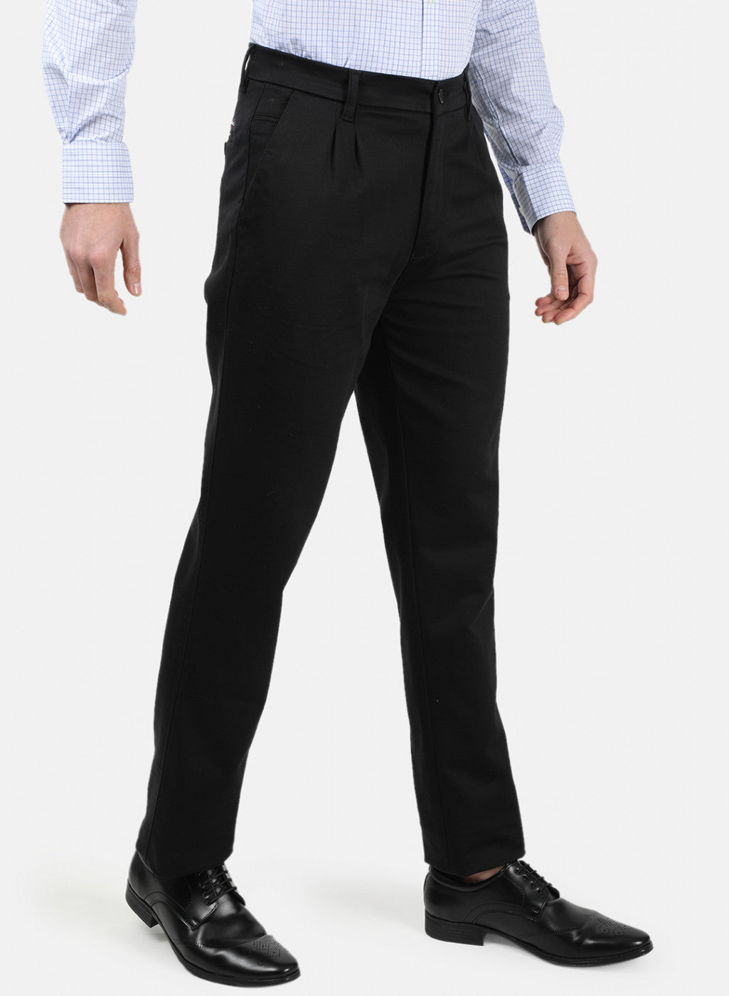 Men Black Plain Trousers