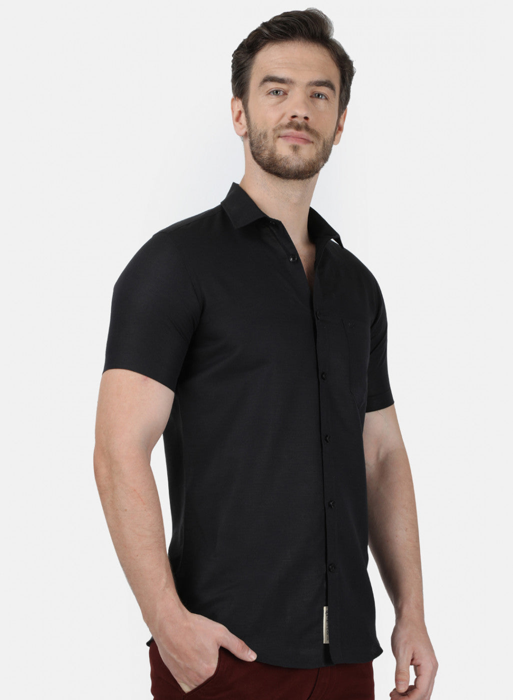 Mens Black Solid Shirt