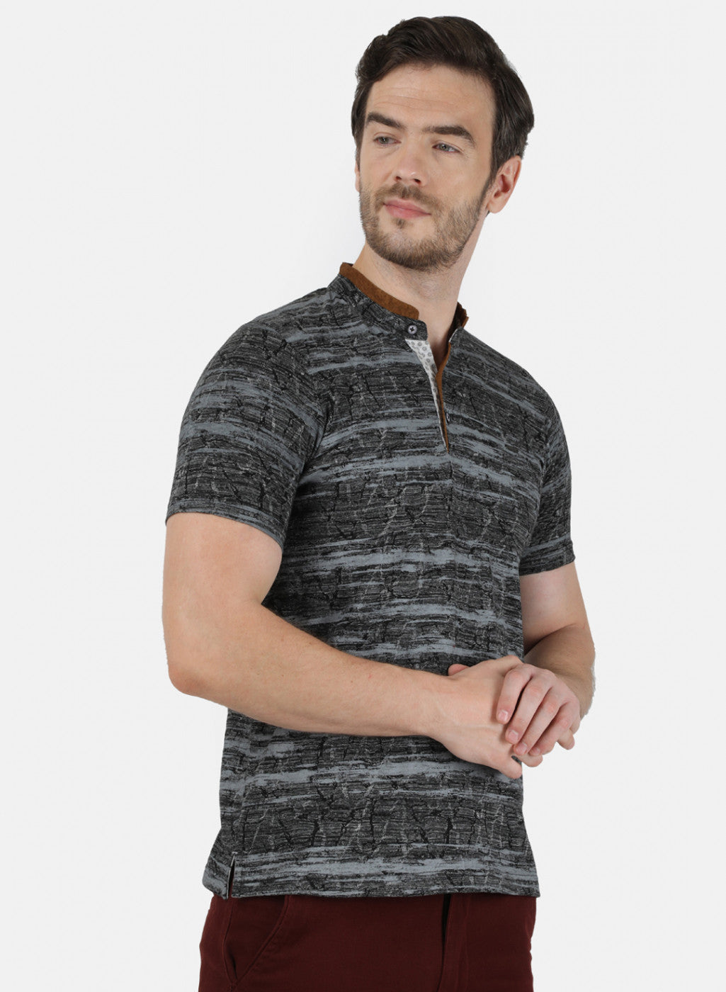 Mens Black Self T-Shirt