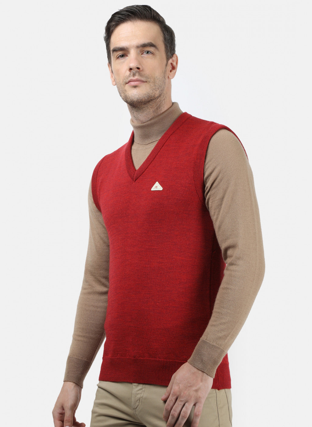 Men Red Solid Sweater