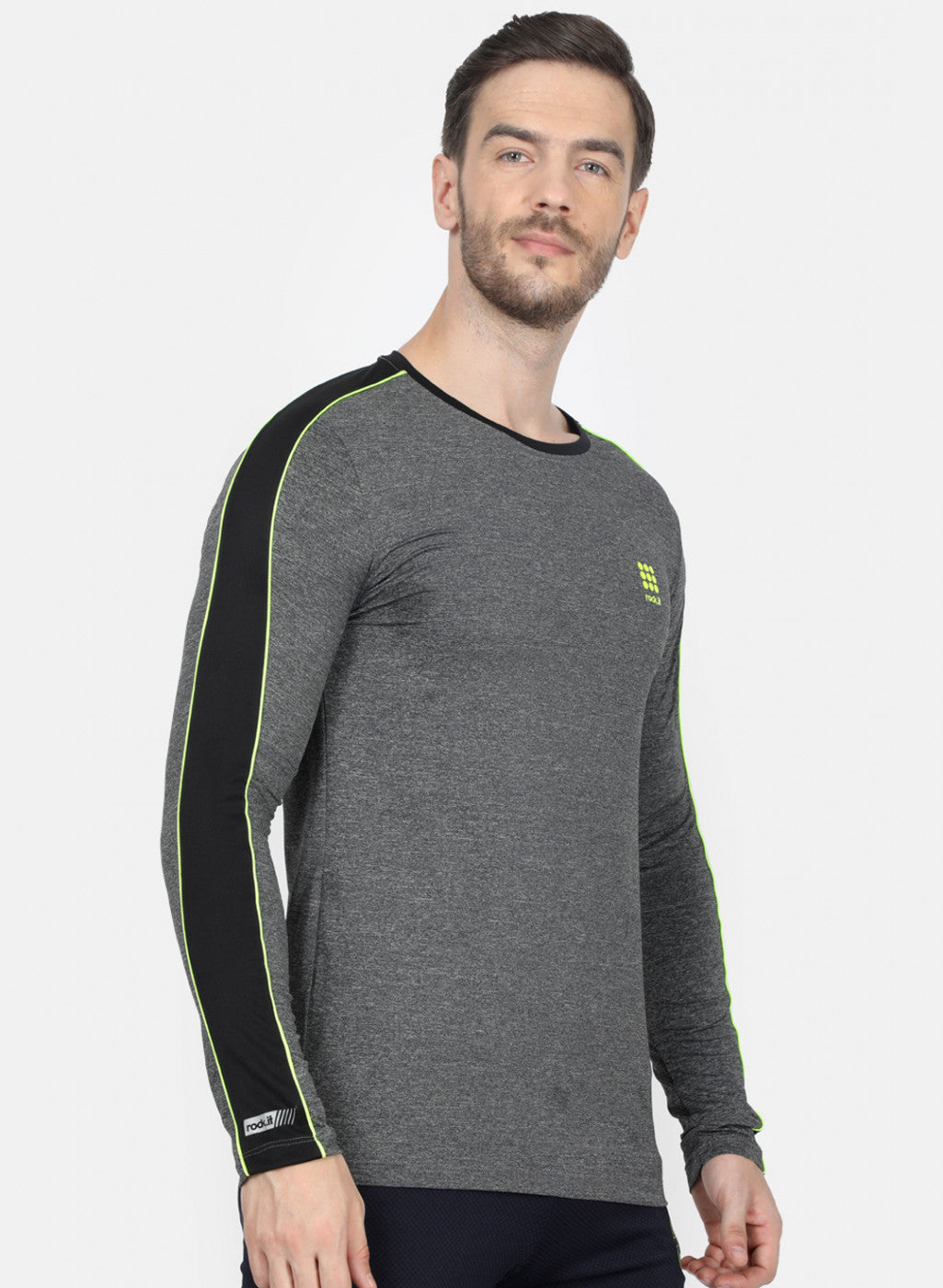 Rock.it Grey Slim Fit Full Sleeve Round Neck T-Shirt
