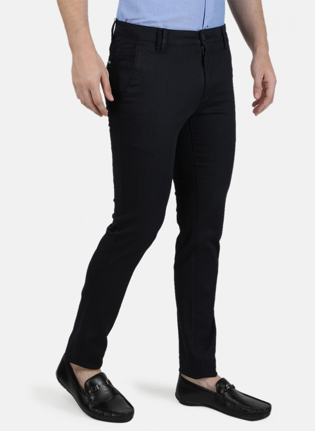 Mens Navy Blue Stripe Trousers