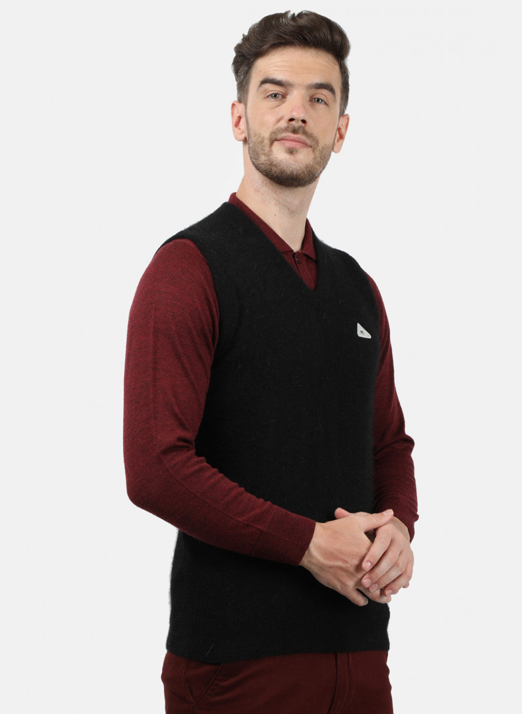 Men Black Solid Sweater