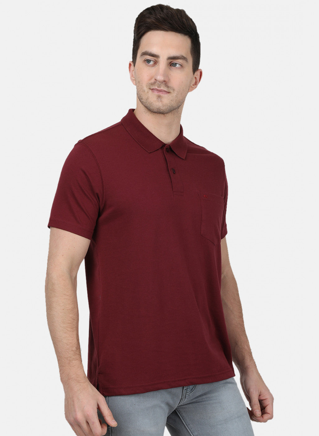 Mens Maroon Plain T-Shirt