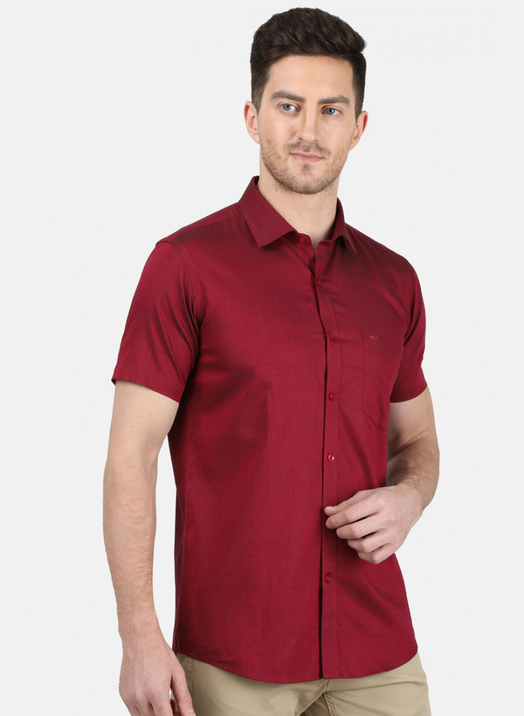 Mens Maroon Printed Shirt