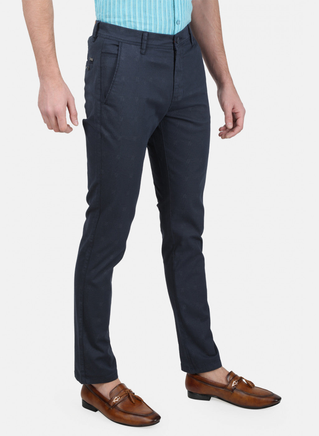 Mens Navy Blue Slim Trouser