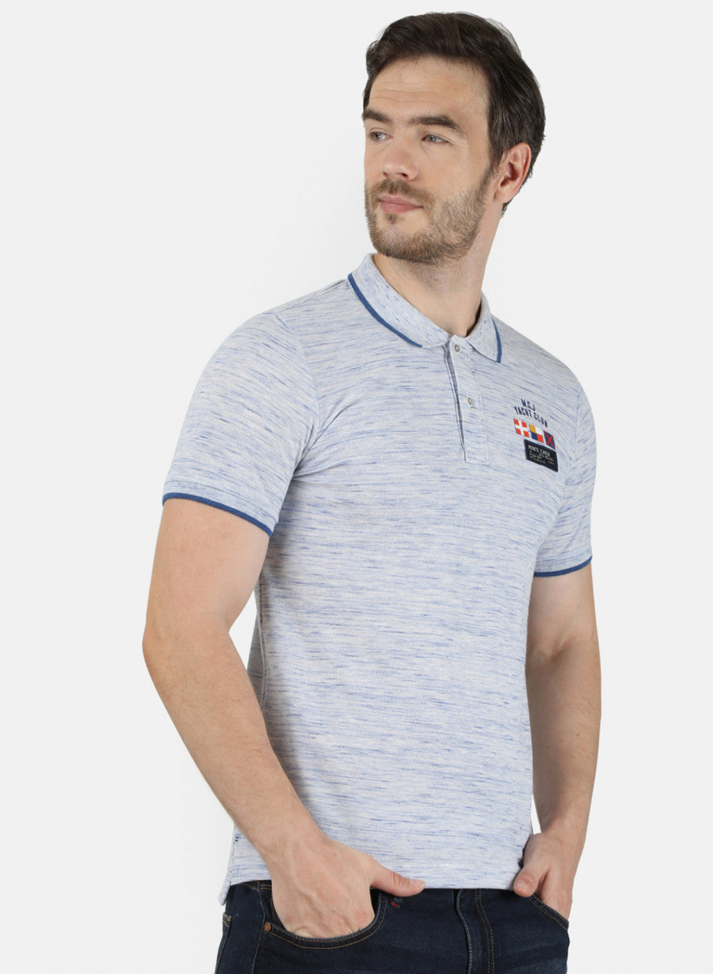 Mens Bluish Grey Printed T-Shirt