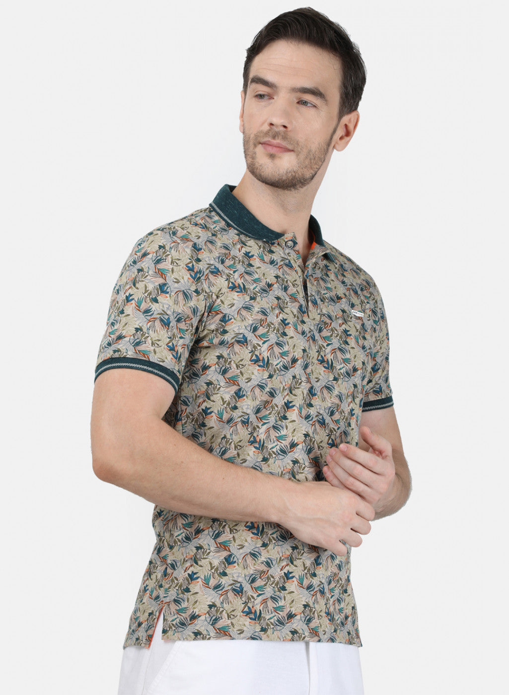 Mens Beige Printed T-Shirt