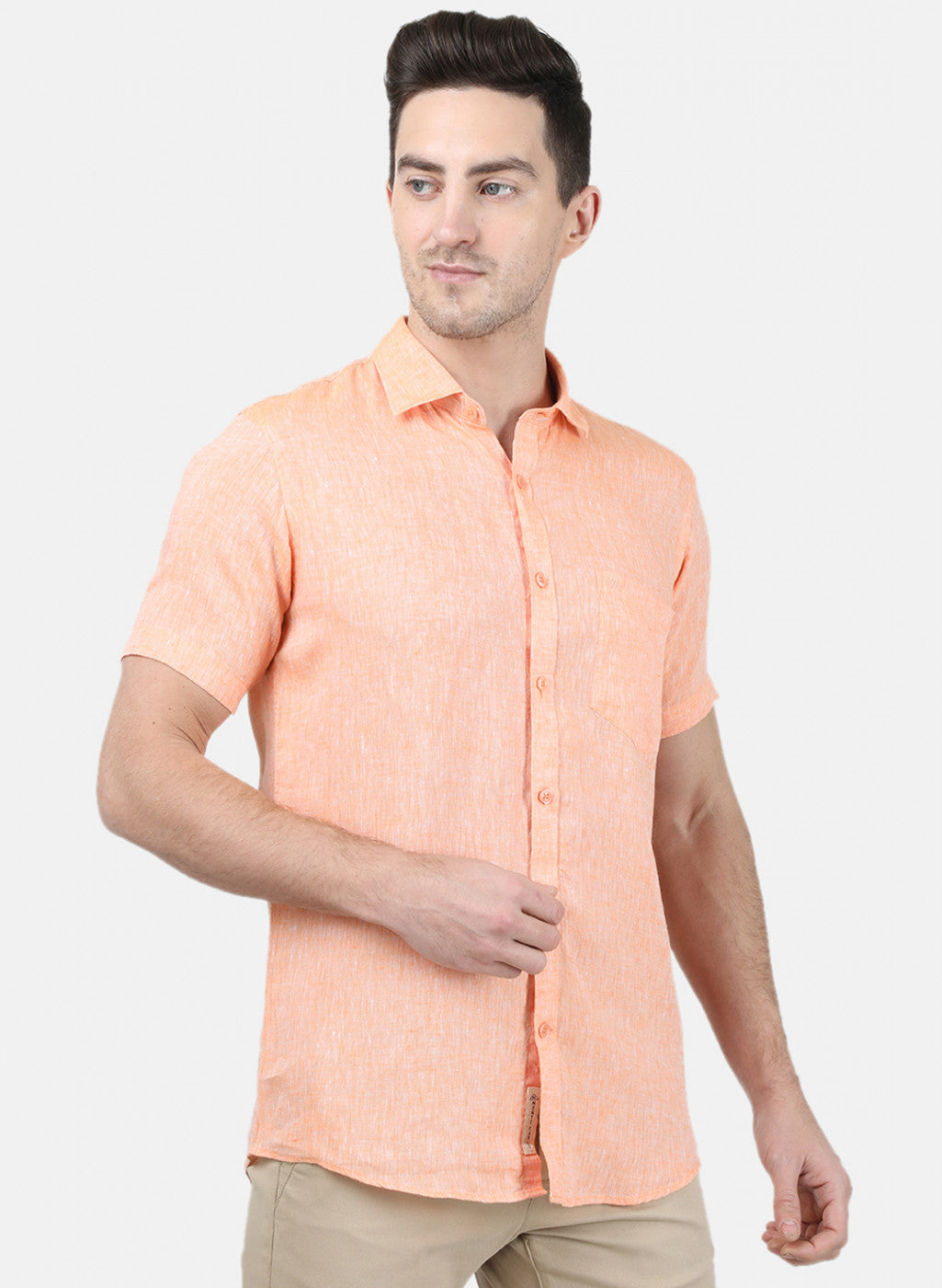 Mens Orange Solid Shirt
