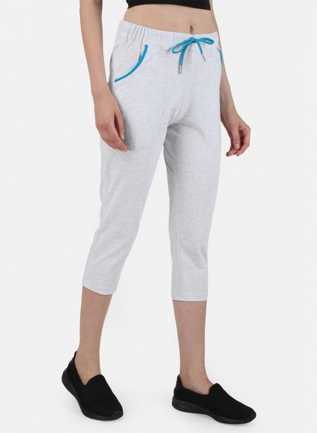 Womens Grey Regular Capri