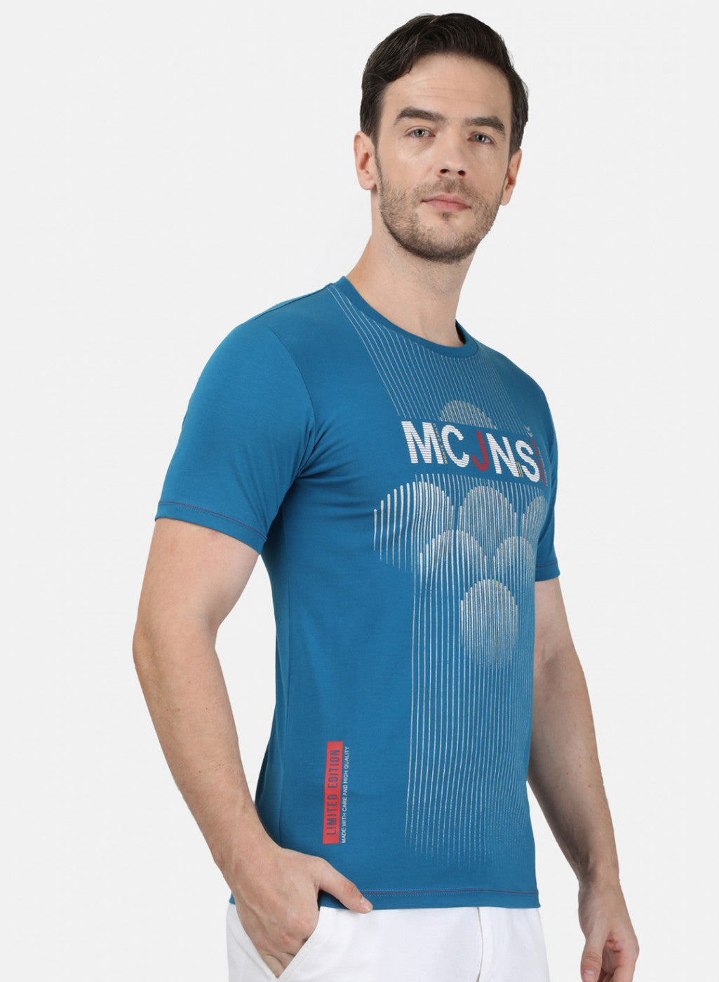 Mens Blue Printed T-Shirt