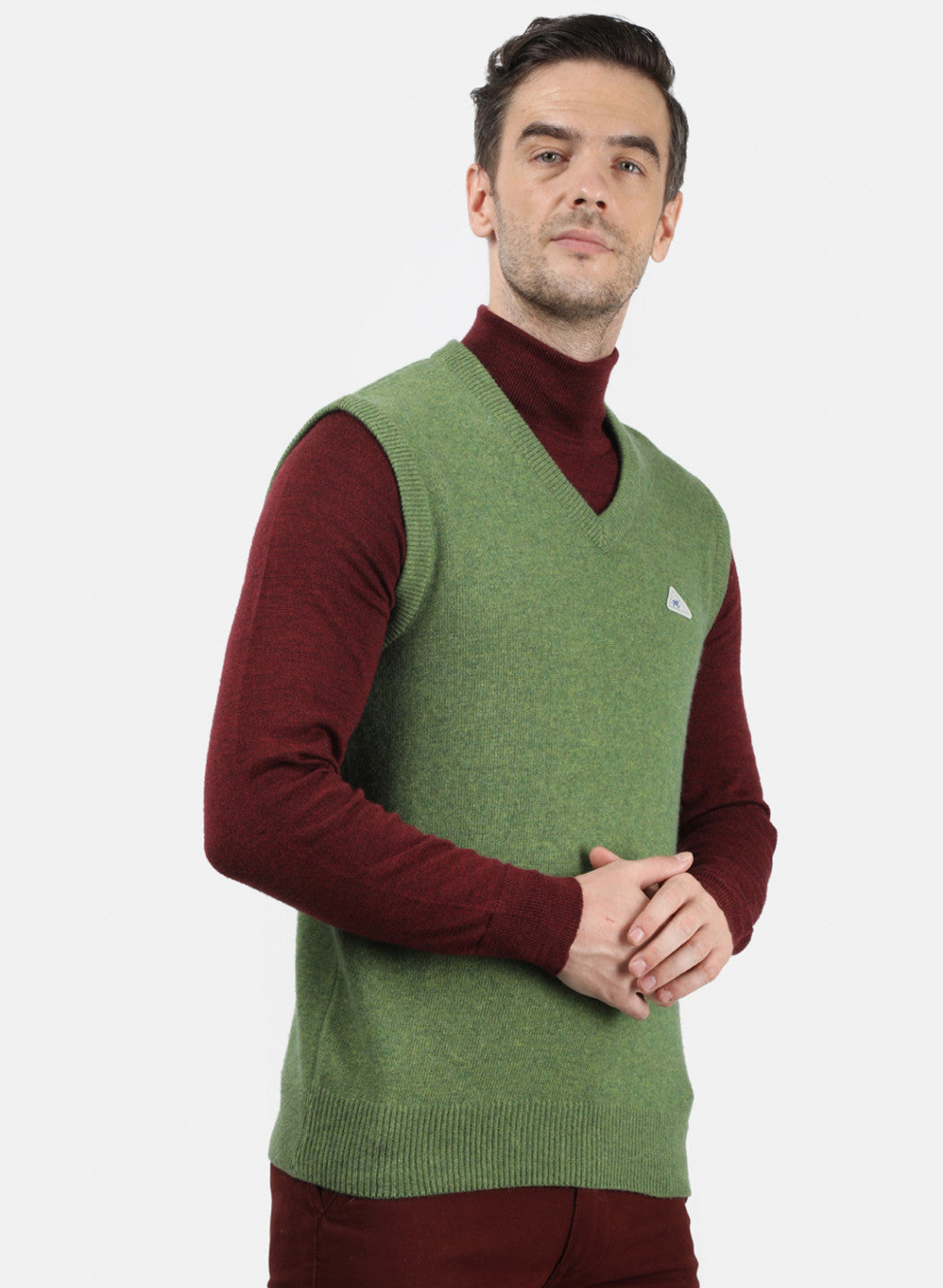 Men Green Solid Sweater
