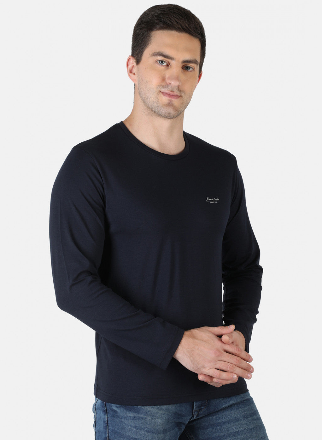 Men NAvy Blue Plain T-Shirt