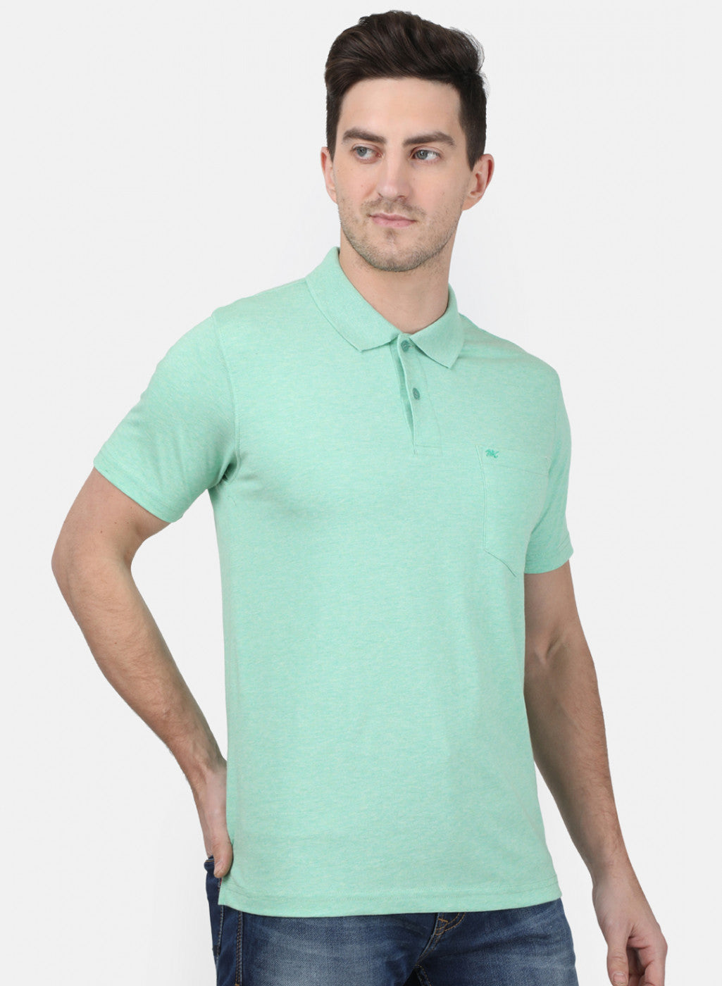 Mens Light Green Plain T-Shirt