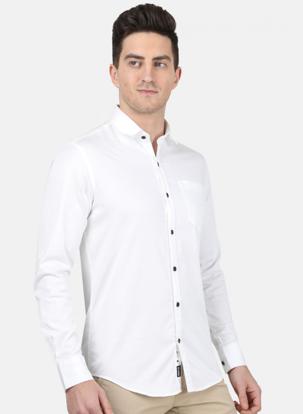 Mens White Solid Shirt