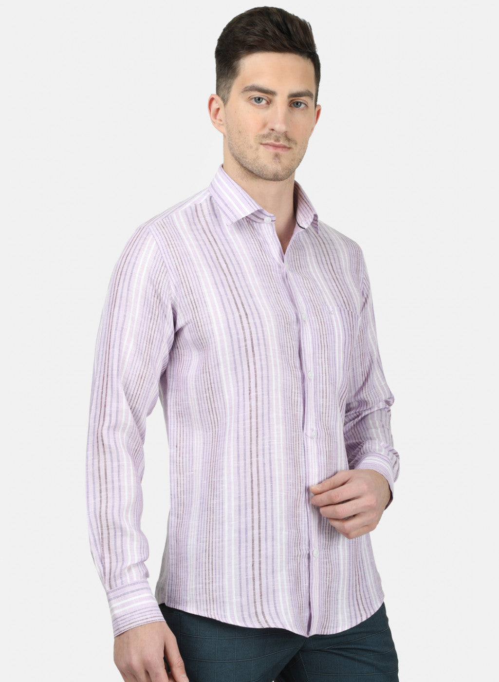 Mens Pink Stripe Linen Shirt
