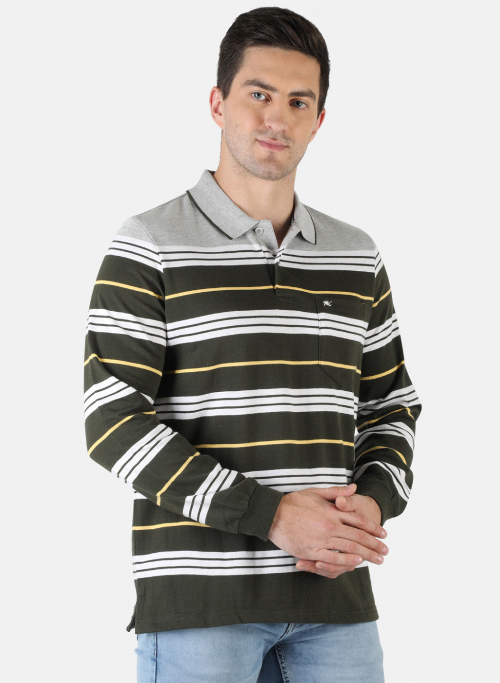 Men Grey Stripe T-Shirt