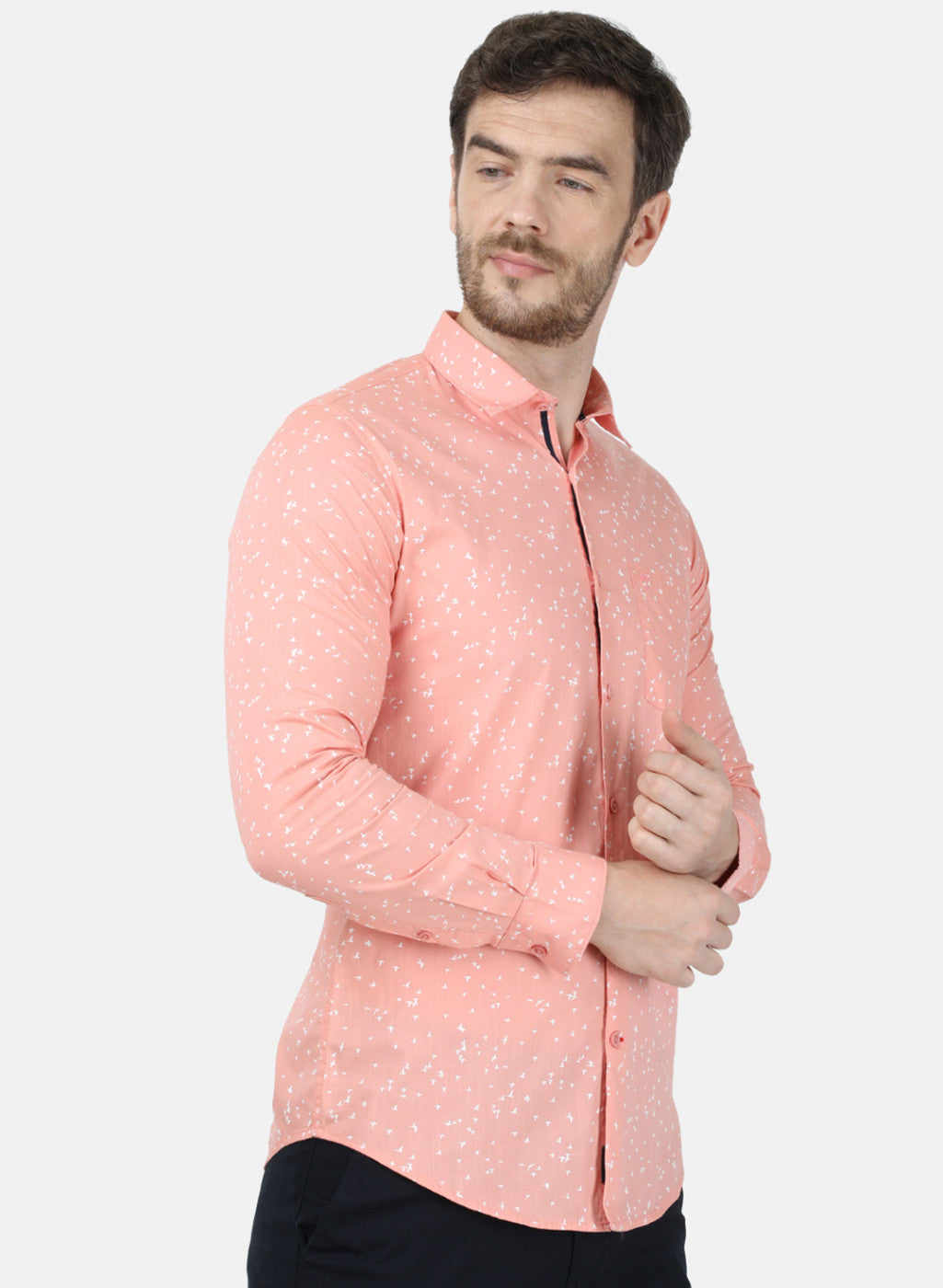 Mens Pink Printed Shirt