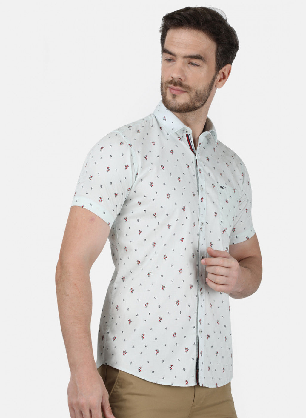 Mens Blue Printed Shirt