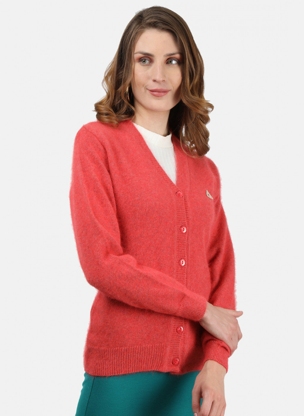 Women Light Orange Solid Cardigan